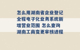 怎么用湖南省企业登记全程电子化业务系统新增营业范围 怎么查询湖南工商变更审核进程 