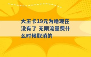 大王卡19元为啥现在没有了 无限流量费什么时候取消的 