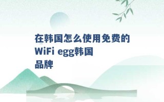 在韩国怎么使用免费的WiFi egg韩国品牌 