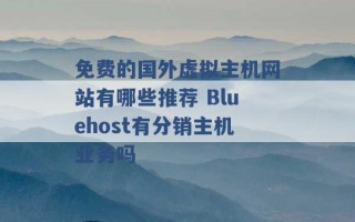 免费的国外虚拟主机网站有哪些推荐 Bluehost有分销主机业务吗 