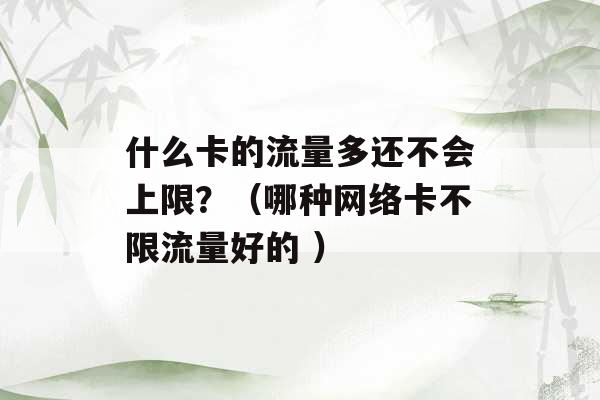 什么卡的流量多还不会上限？（哪种网络卡不限流量好的 ）-第1张图片-电信联通移动号卡网