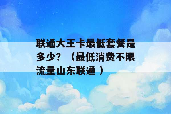 联通大王卡最低套餐是多少？（最低消费不限流量山东联通 ）-第1张图片-电信联通移动号卡网