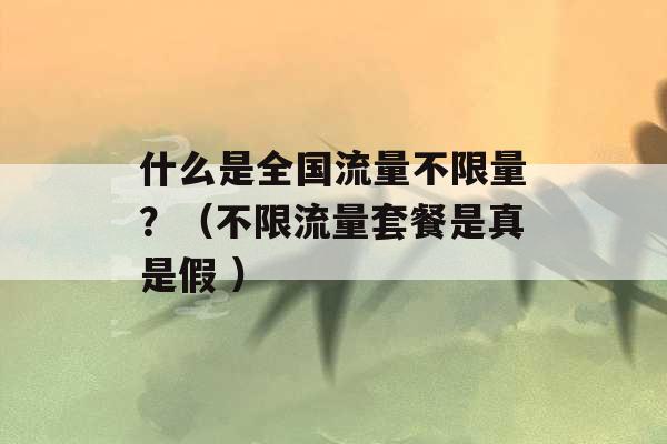 什么是全国流量不限量？（不限流量套餐是真是假 ）-第1张图片-电信联通移动号卡网