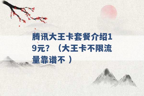 腾讯大王卡套餐介绍19元？（大王卡不限流量靠谱不 ）-第1张图片-电信联通移动号卡网