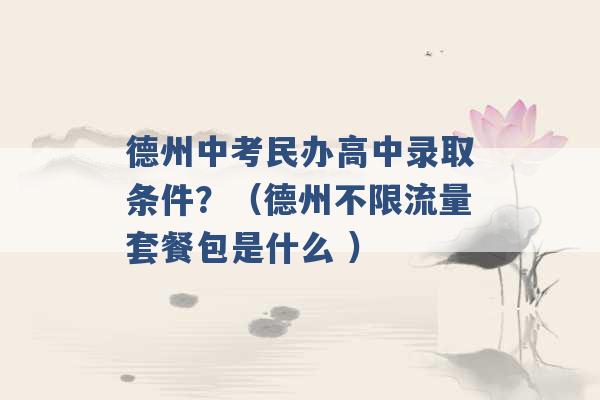 德州中考民办高中录取条件？（德州不限流量套餐包是什么 ）-第1张图片-电信联通移动号卡网