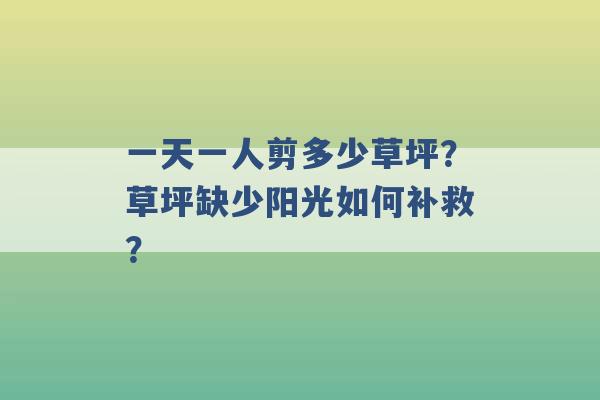 一天一人剪多少草坪？草坪缺少阳光如何补救？ -第1张图片-电信联通移动号卡网