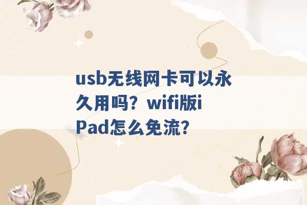 usb无线网卡可以永久用吗？wifi版iPad怎么免流？ -第1张图片-电信联通移动号卡网