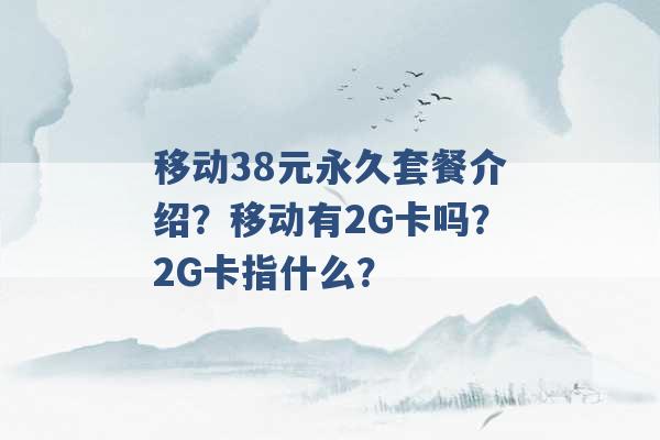 移动38元永久套餐介绍？移动有2G卡吗？2G卡指什么？ -第1张图片-电信联通移动号卡网