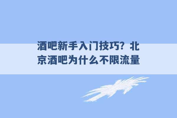 酒吧新手入门技巧？北京酒吧为什么不限流量 -第1张图片-电信联通移动号卡网