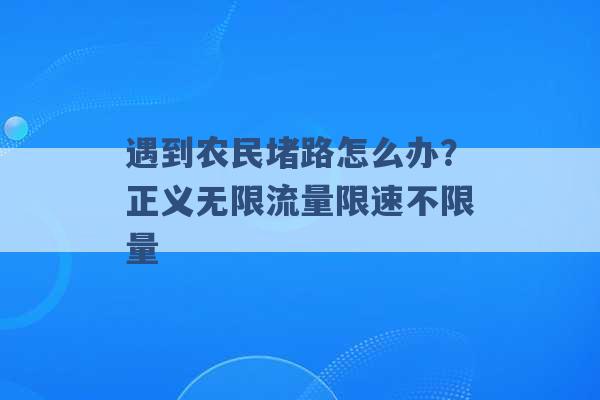 遇到农民堵路怎么办？正义无限流量限速不限量 -第1张图片-电信联通移动号卡网