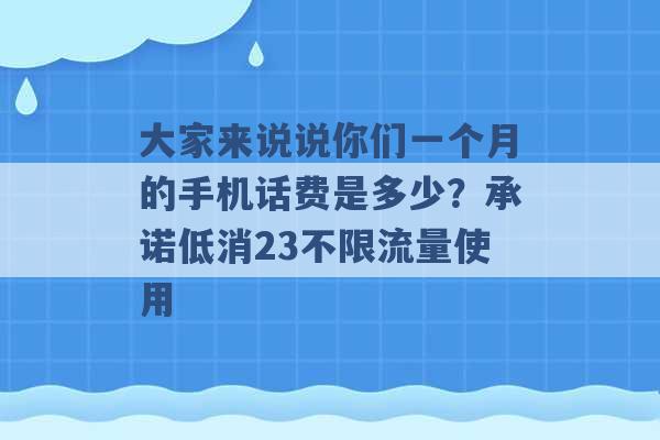 大家来说说你们一个月的手机话费是多少？承诺低消23不限流量使用 -第1张图片-电信联通移动号卡网