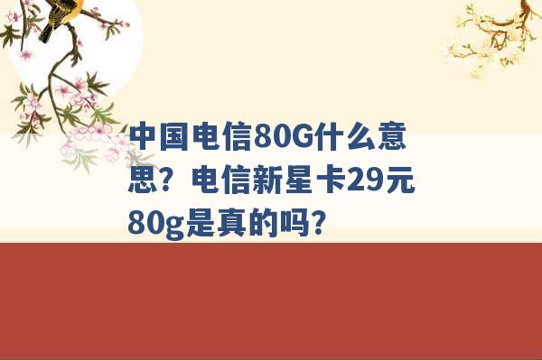 中国电信80G什么意思？电信新星卡29元80g是真的吗？ -第1张图片-电信联通移动号卡网