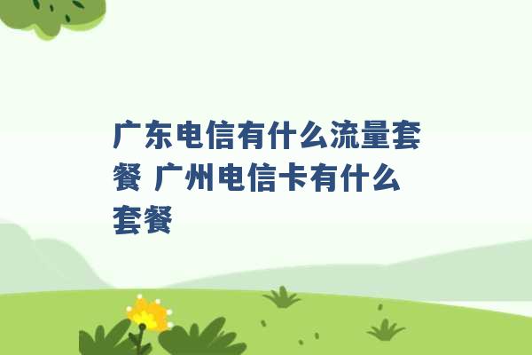 广东电信有什么流量套餐 广州电信卡有什么套餐 -第1张图片-电信联通移动号卡网