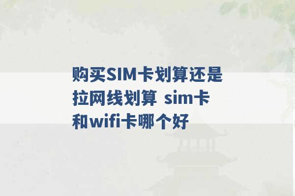 购买SIM卡划算还是拉网线划算 sim卡和wifi卡哪个好 -第1张图片-电信联通移动号卡网