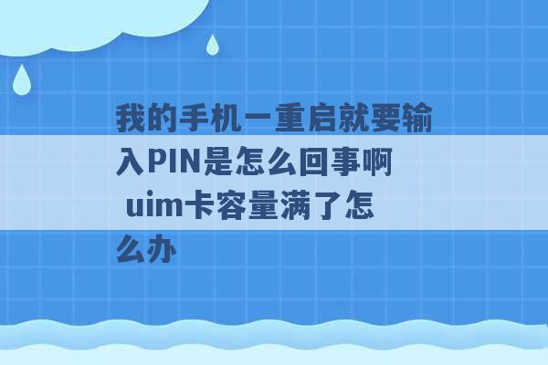 我的手机一重启就要输入PIN是怎么回事啊 uim卡容量满了怎么办 -第1张图片-电信联通移动号卡网