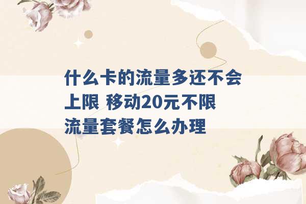 什么卡的流量多还不会上限 移动20元不限流量套餐怎么办理 -第1张图片-电信联通移动号卡网