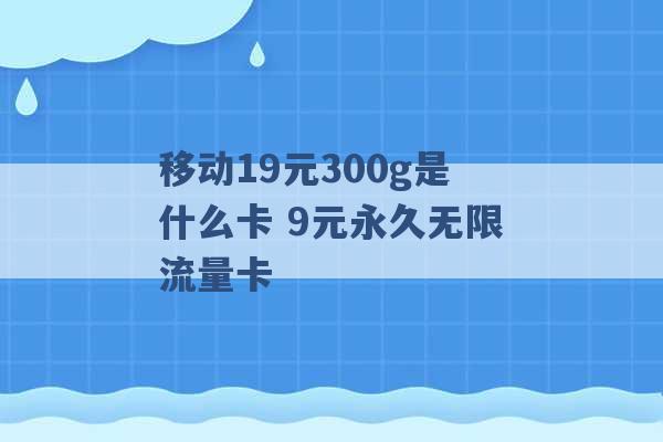 移动19元300g是什么卡 9元永久无限流量卡 -第1张图片-电信联通移动号卡网