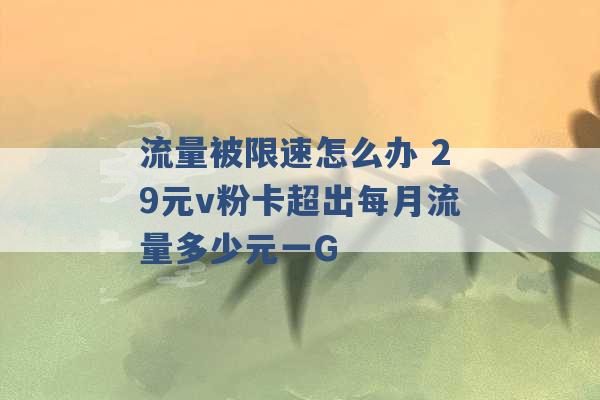 流量被限速怎么办 29元v粉卡超出每月流量多少元一G -第1张图片-电信联通移动号卡网