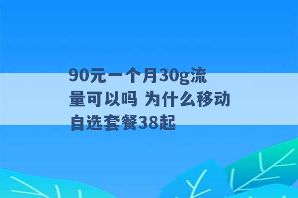 90元一个月30g流量可以吗 为什么移动自选套餐38起 -第1张图片-电信联通移动号卡网