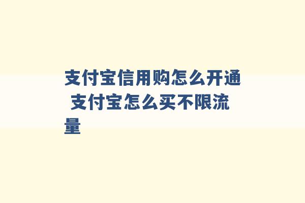 支付宝信用购怎么开通 支付宝怎么买不限流量 -第1张图片-电信联通移动号卡网