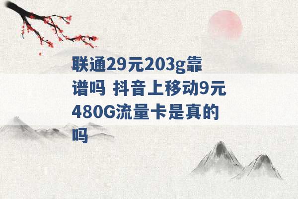 联通29元203g靠谱吗 抖音上移动9元480G流量卡是真的吗 -第1张图片-电信联通移动号卡网