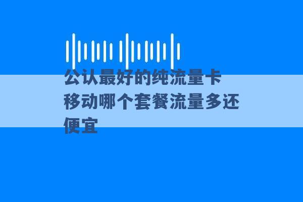 公认最好的纯流量卡 移动哪个套餐流量多还便宜 -第1张图片-电信联通移动号卡网