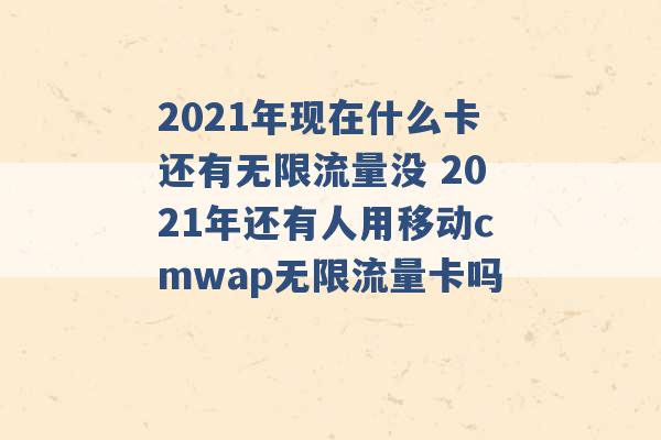 2021年现在什么卡还有无限流量没 2021年还有人用移动cmwap无限流量卡吗 -第1张图片-电信联通移动号卡网