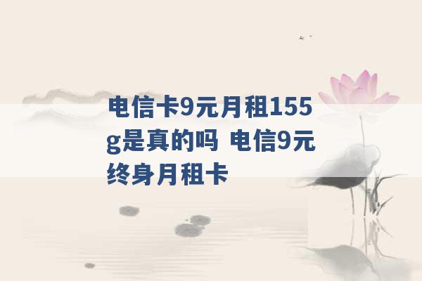 电信卡9元月租155g是真的吗 电信9元终身月租卡 -第1张图片-电信联通移动号卡网