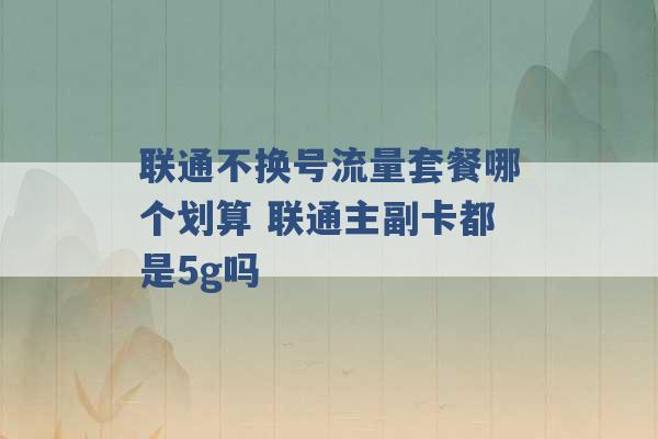 联通不换号流量套餐哪个划算 联通主副卡都是5g吗 -第1张图片-电信联通移动号卡网