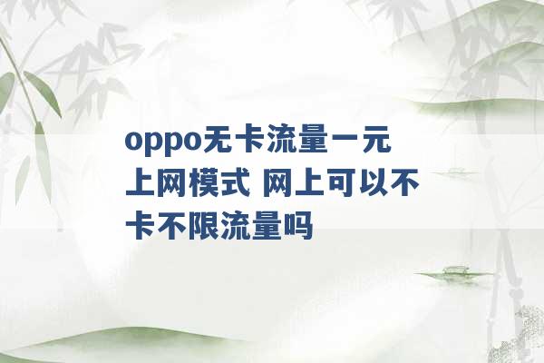 oppo无卡流量一元上网模式 网上可以不卡不限流量吗 -第1张图片-电信联通移动号卡网