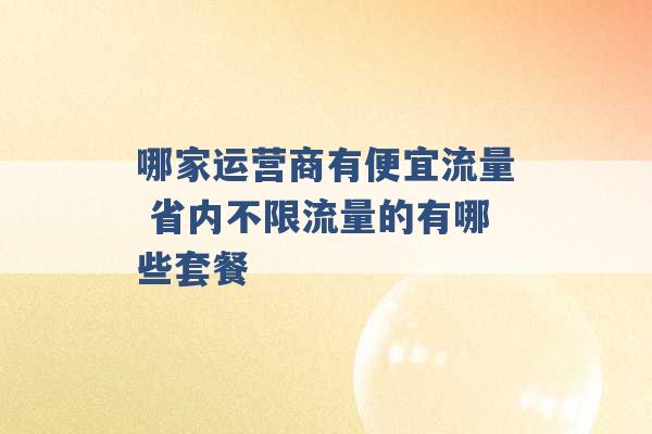 哪家运营商有便宜流量 省内不限流量的有哪些套餐 -第1张图片-电信联通移动号卡网