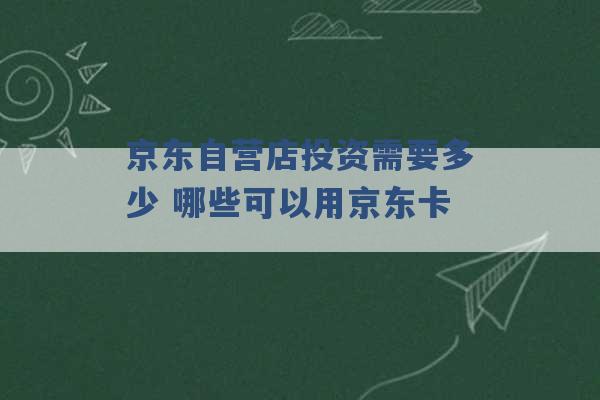 京东自营店投资需要多少 哪些可以用京东卡 -第1张图片-电信联通移动号卡网