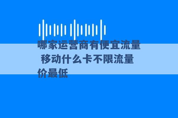 哪家运营商有便宜流量 移动什么卡不限流量价最低 -第1张图片-电信联通移动号卡网