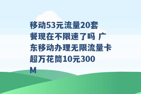 移动53元流量20套餐现在不限速了吗 广东移动办理无限流量卡超万花筒10元300M -第1张图片-电信联通移动号卡网