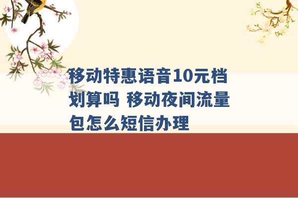 移动特惠语音10元档划算吗 移动夜间流量包怎么短信办理 -第1张图片-电信联通移动号卡网