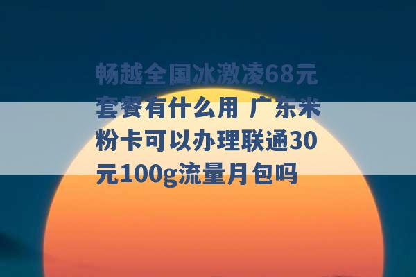 畅越全国冰激凌68元套餐有什么用 广东米粉卡可以办理联通30元100g流量月包吗 -第1张图片-电信联通移动号卡网