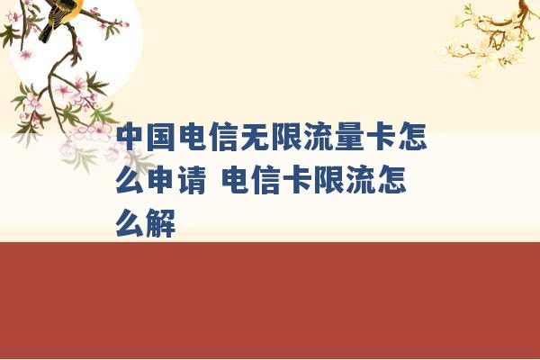 中国电信无限流量卡怎么申请 电信卡限流怎么解 -第1张图片-电信联通移动号卡网