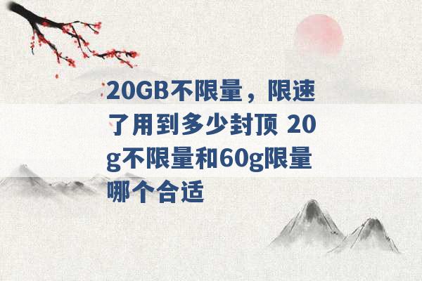 20GB不限量，限速了用到多少封顶 20g不限量和60g限量哪个合适 -第1张图片-电信联通移动号卡网