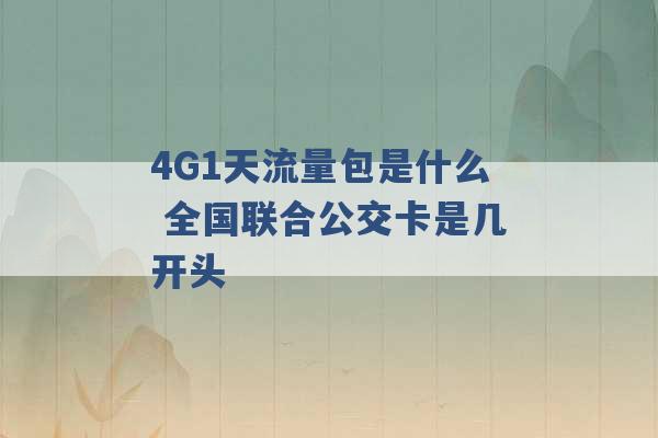 4G1天流量包是什么 全国联合公交卡是几开头 -第1张图片-电信联通移动号卡网