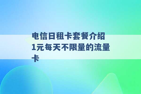 电信日租卡套餐介绍 1元每天不限量的流量卡 -第1张图片-电信联通移动号卡网