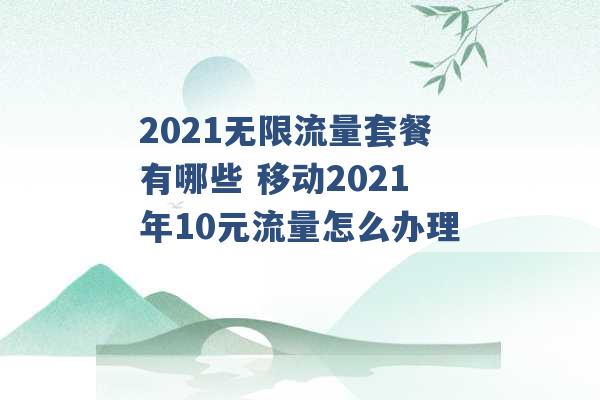 2021无限流量套餐有哪些 移动2021年10元流量怎么办理 -第1张图片-电信联通移动号卡网