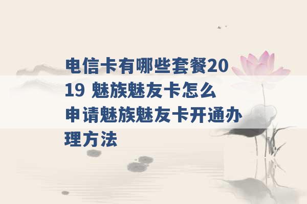 电信卡有哪些套餐2019 魅族魅友卡怎么申请魅族魅友卡开通办理方法 -第1张图片-电信联通移动号卡网