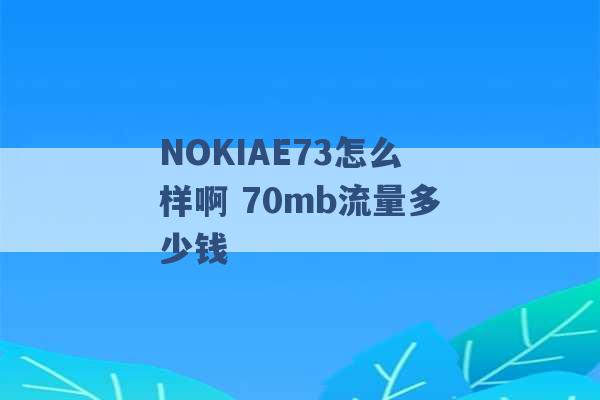 NOKIAE73怎么样啊 70mb流量多少钱 -第1张图片-电信联通移动号卡网