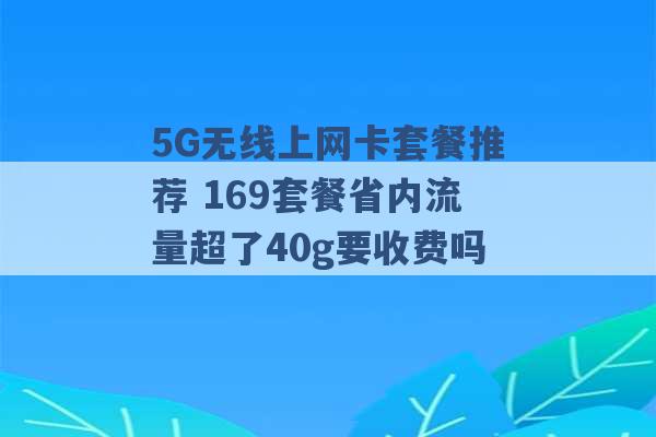 5G无线上网卡套餐推荐 169套餐省内流量超了40g要收费吗 -第1张图片-电信联通移动号卡网