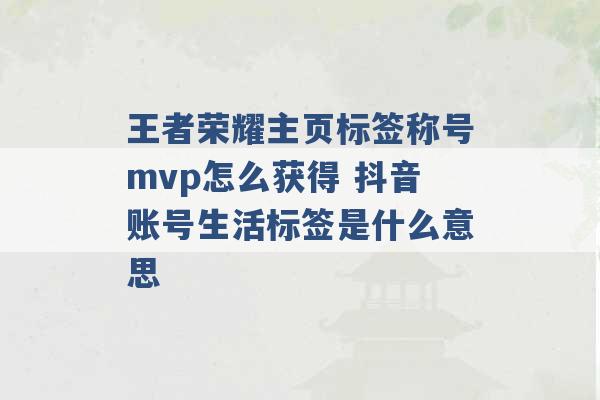 王者荣耀主页标签称号mvp怎么获得 抖音账号生活标签是什么意思 -第1张图片-电信联通移动号卡网