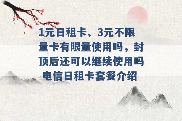 1元日租卡、3元不限量卡有限量使用吗，封顶后还可以继续使用吗 电信日租卡套餐介绍 -第1张图片-电信联通移动号卡网