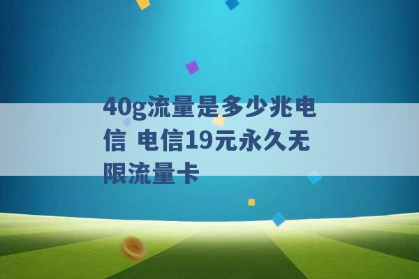 40g流量是多少兆电信 电信19元永久无限流量卡 -第1张图片-电信联通移动号卡网