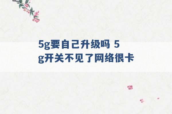 5g要自己升级吗 5g开关不见了网络很卡 -第1张图片-电信联通移动号卡网