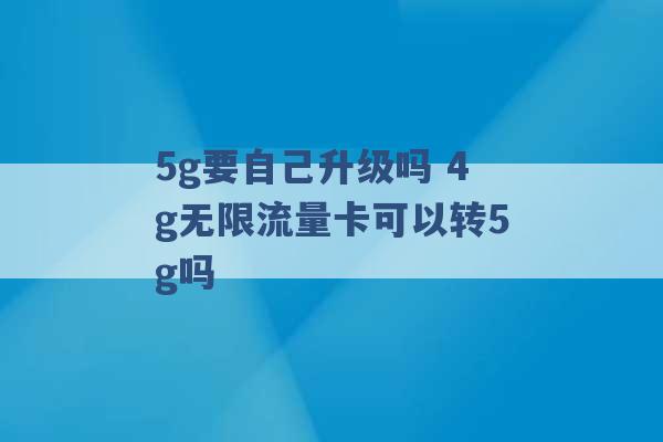 5g要自己升级吗 4g无限流量卡可以转5g吗 -第1张图片-电信联通移动号卡网