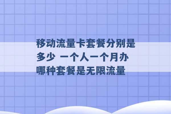 移动流量卡套餐分别是多少 一个人一个月办哪种套餐是无限流量 -第1张图片-电信联通移动号卡网